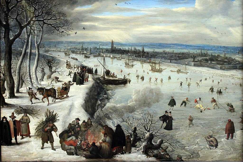 View of Antwerp with the frozen Scheldt (1590) by Lucas van Valckenborch