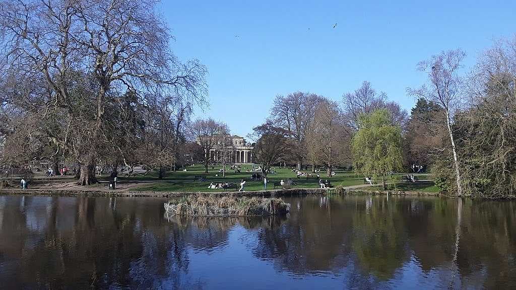 View of Pittville showing the park and the Pump Room