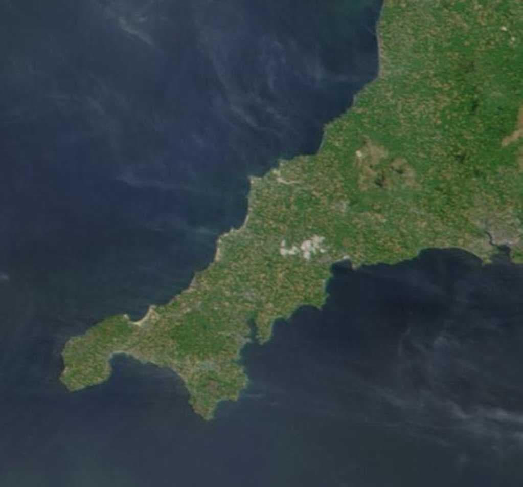 Satellite image of Cornwall
