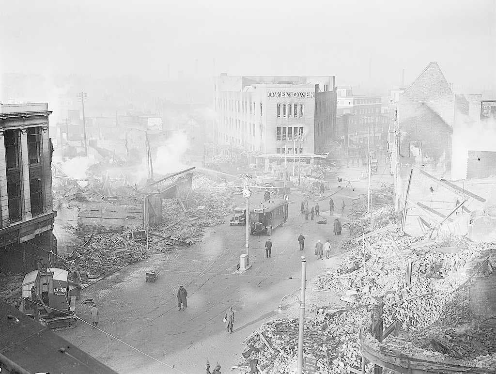 Coventry city centre after the massive air raid of 14/15 November 1940.