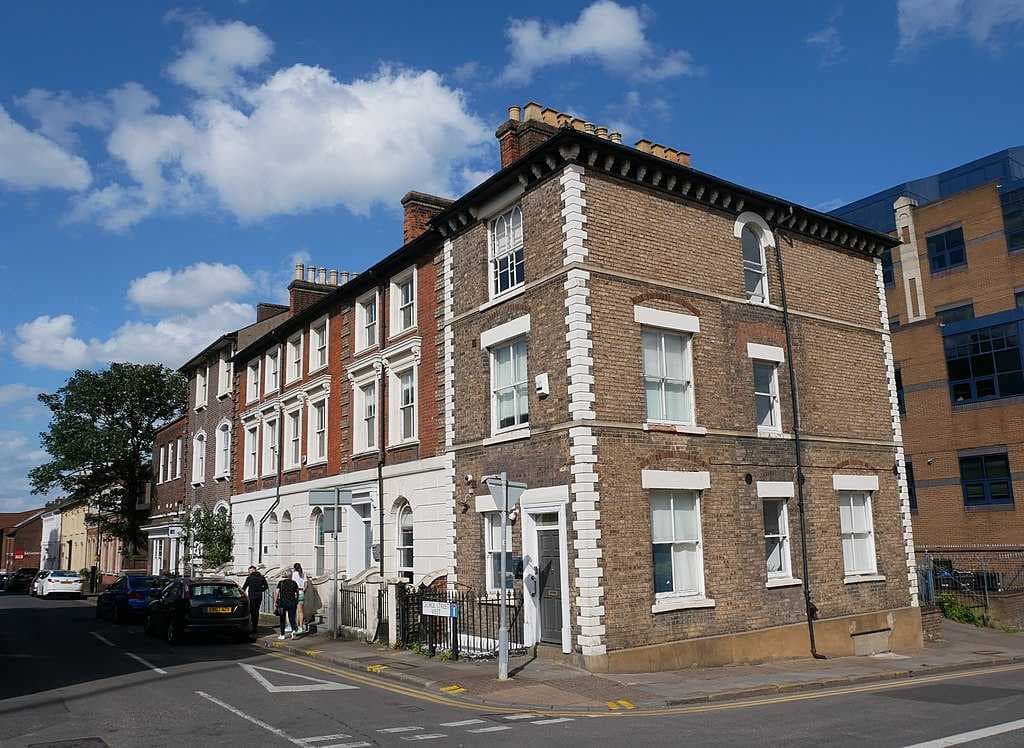 A row of largely Grade II listed buildings in George Street, Luton