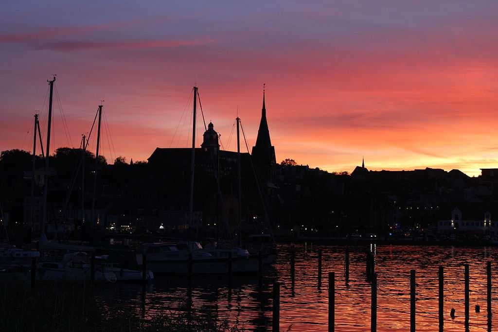 Harbour of Flensburg at dawn
