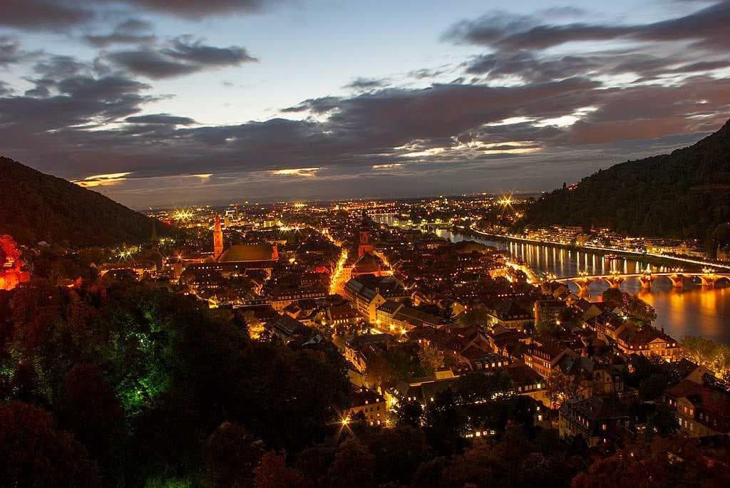 Heidelberg on the Neckar at night