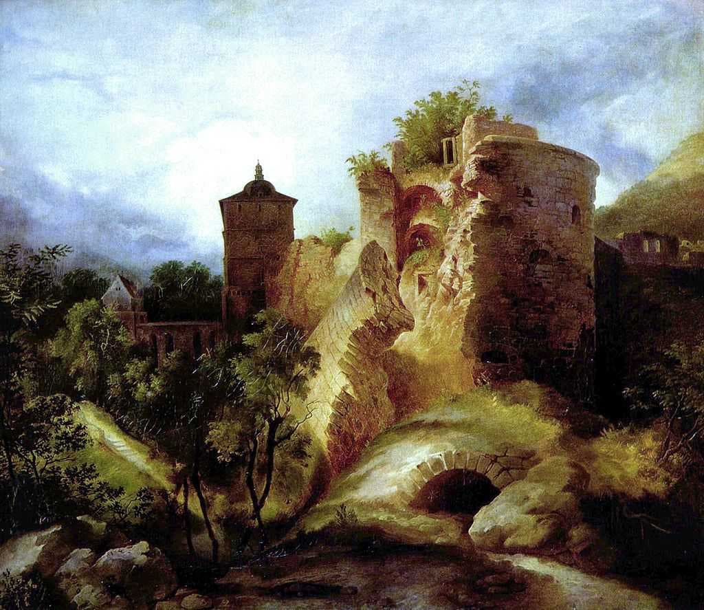 Heidelberg Castle, here shown in a painting by Carl Blechen, was destroyed by the French during the war of succession of the Electorate of the Palatinate.