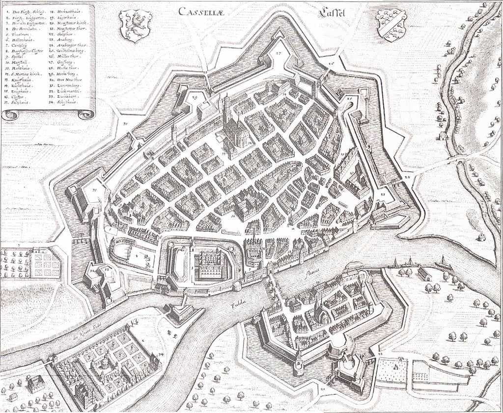 A map of Kassel in 1648