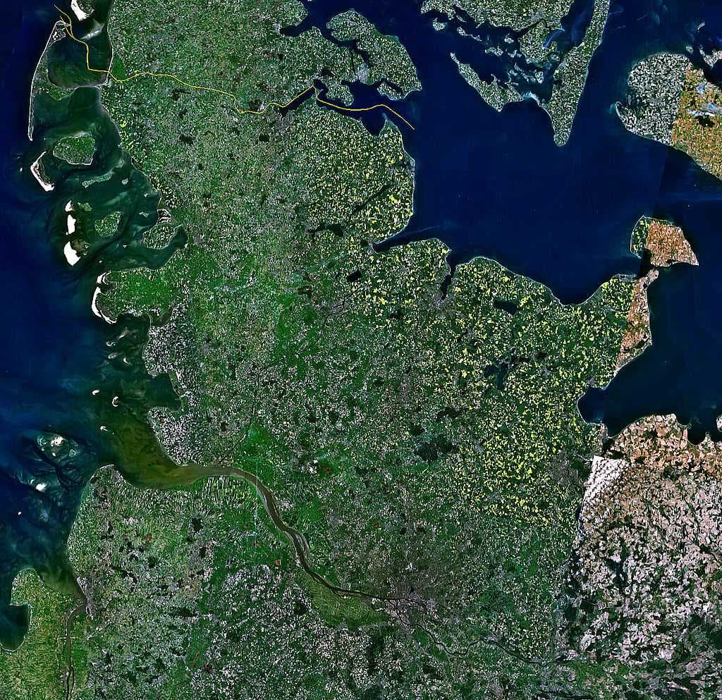 Schleswig-Holstein with Kiel Fjord at the Baltic Coast