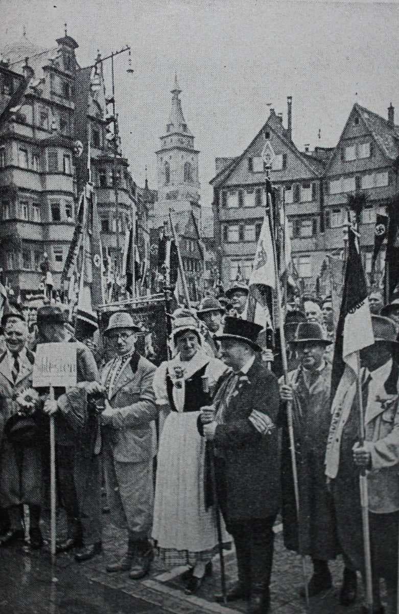 Demonstration at the Stuttgart Marktplatz on German Hiking Day (German: Deutschen Wandertag), 1938