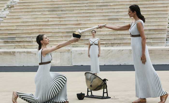 The Lighting of the Olympic Flame, Olympia, Greece