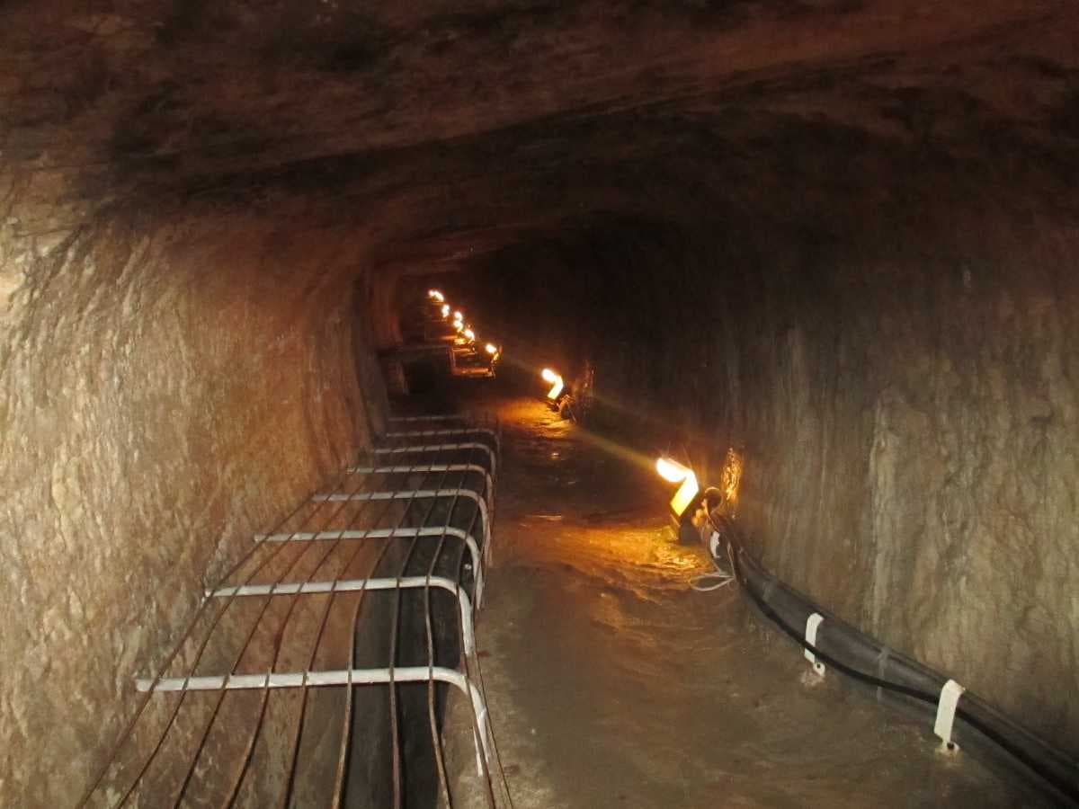 The dark interiors of the Tunnel of Eupalinos