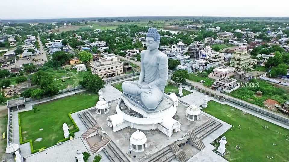 Aerial View of the Very Famous Dhyana Buddha Statue, Amaravathi