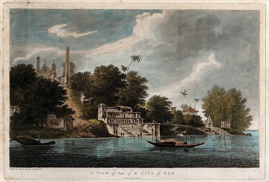 Ayodhya in 1785 as seen from river Ghaghara; painting by William Hodges