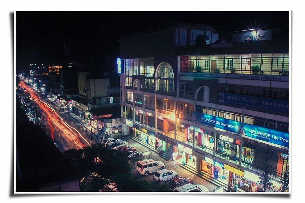 A view of GNB Road and Ranghar Complex