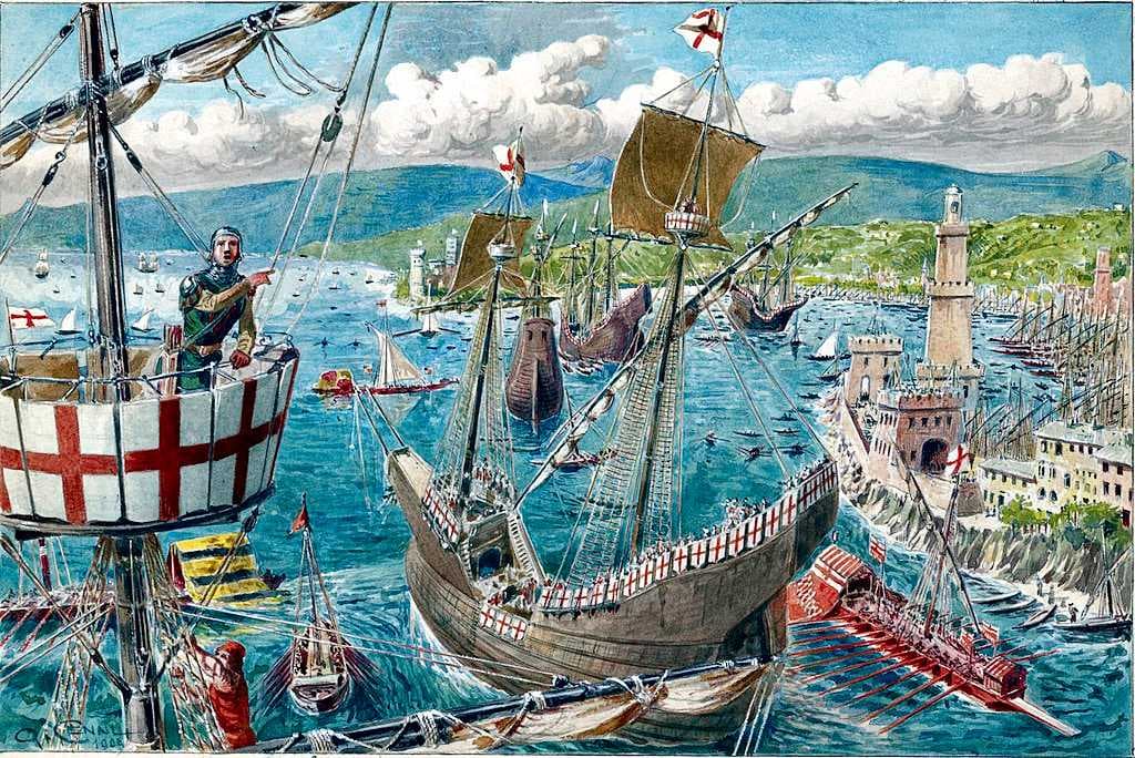 The port and fleet of Genoa in the early 14th century, by Quinto Cenni