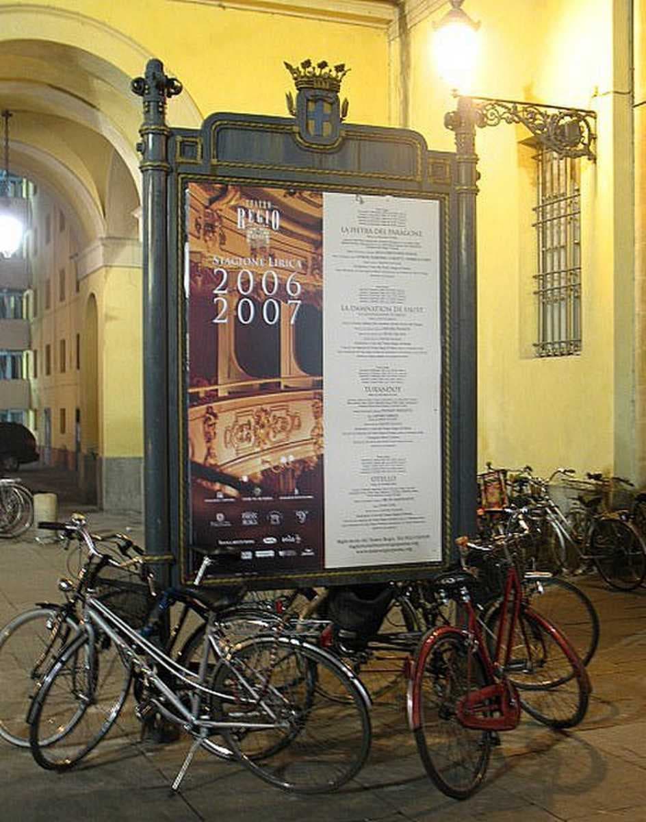 Opera house programme near Teatro Regio