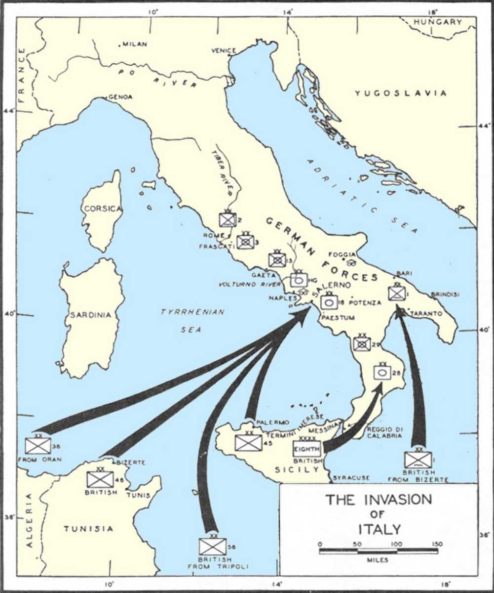 The Allied landing at Salerno (September 1943).