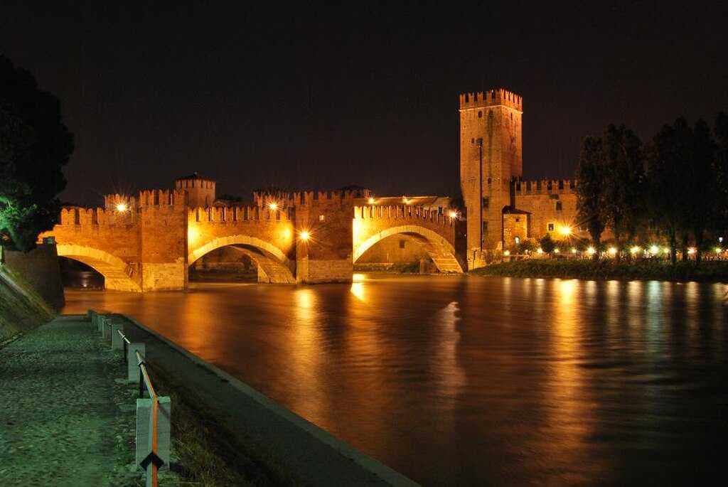 The Ponte Scaligero, completed in 1356