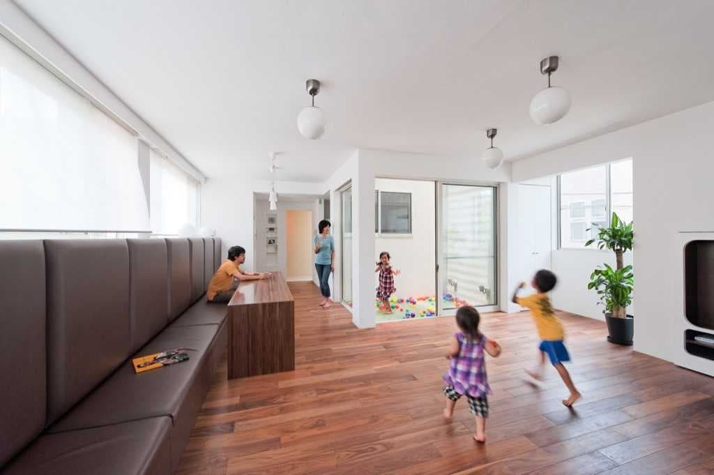 Designed by Japanese Studio LEVEL Architects, this is a three story house with fun slides at every level