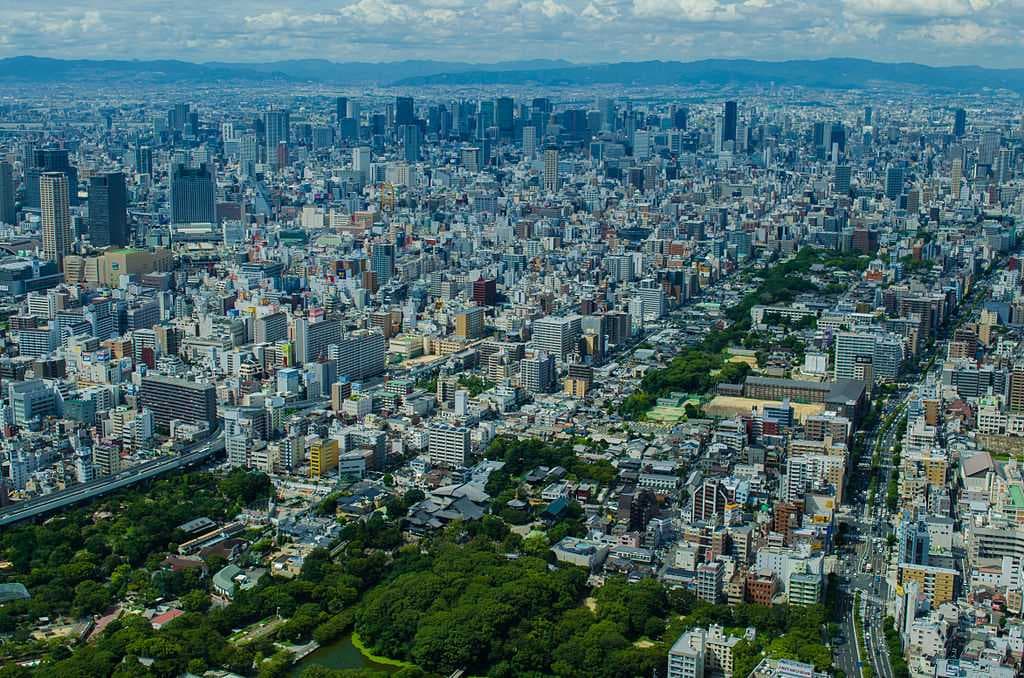 Central Osaka looking north from the Abeno Harukas observation deck