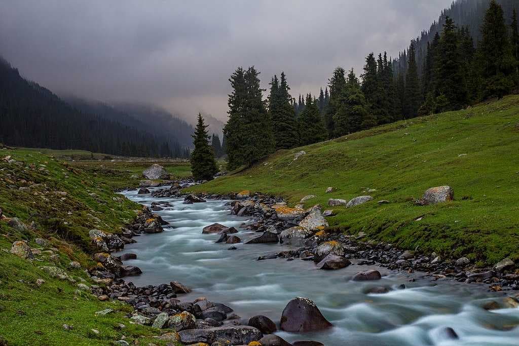 River in hiking trail close to Karakol