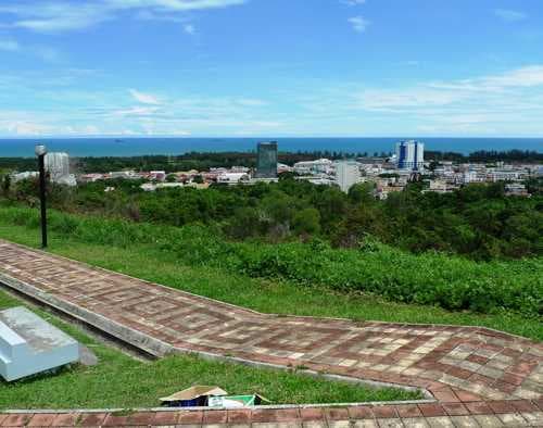 Canada Hill is a limestone ridge overlooking the entire town of Miri