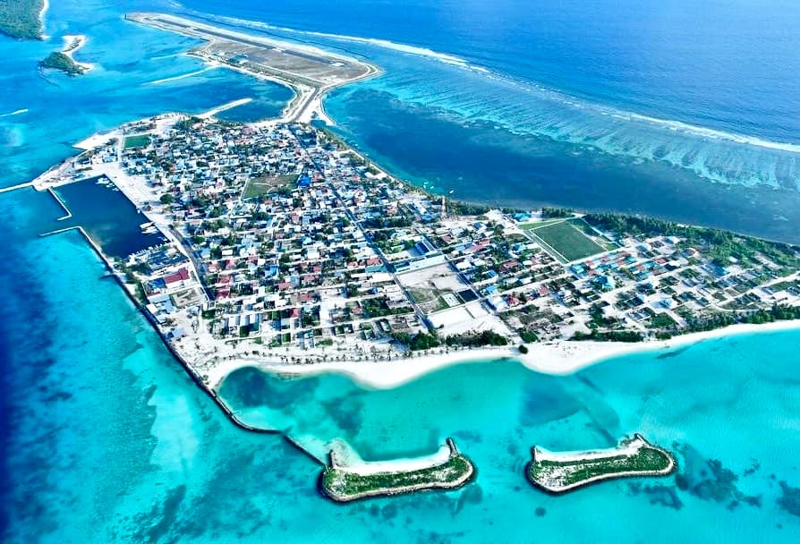 Aerial view of Hoarafushi, Haa Alif Atoll