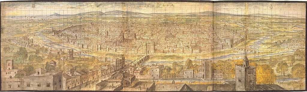 View of Valencia by Anton van den Wyngaerde (1563)