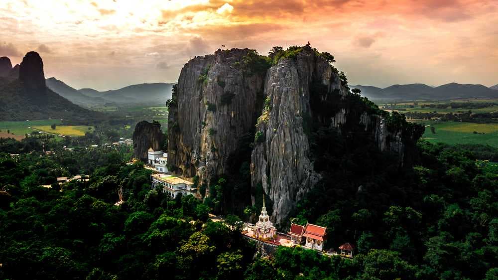 Aerial View of Suwan Khiri Pidok temple, Thailand