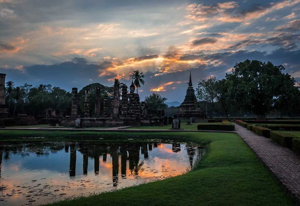 The Sukhothai Historical Park at Dusk