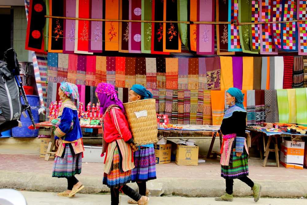 Colorful Clothing Stalls in Bac Ha Market