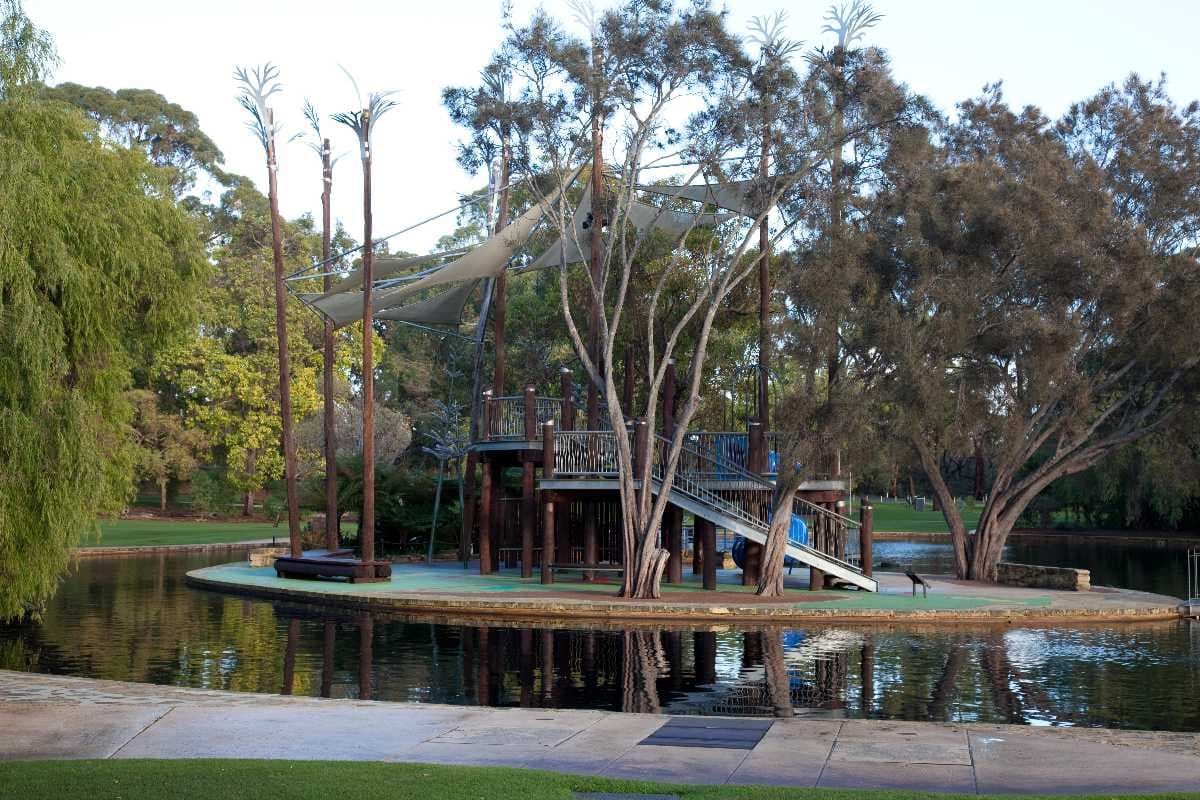 Lake and Island Fort at May Drive Parkland in Kings Park
