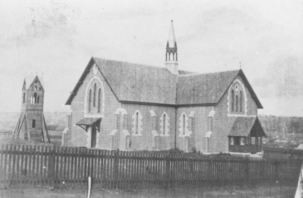 St. James Church of England during construction in 1869
