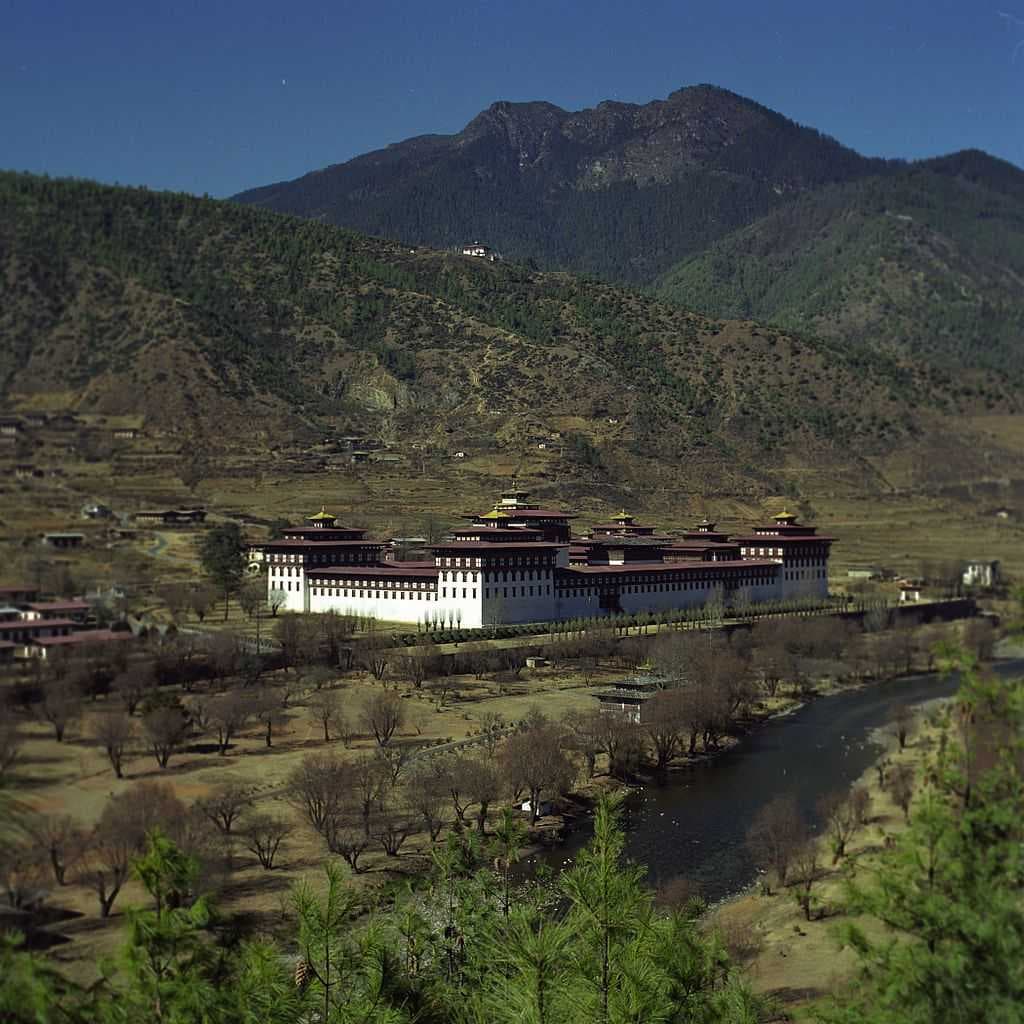 View of Tashichoedzong, Thimbu.