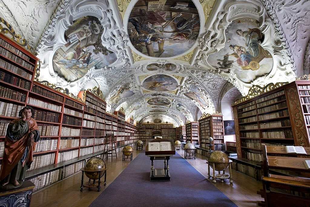 The Theological Hall with stucco decoration and paintings from 1720s