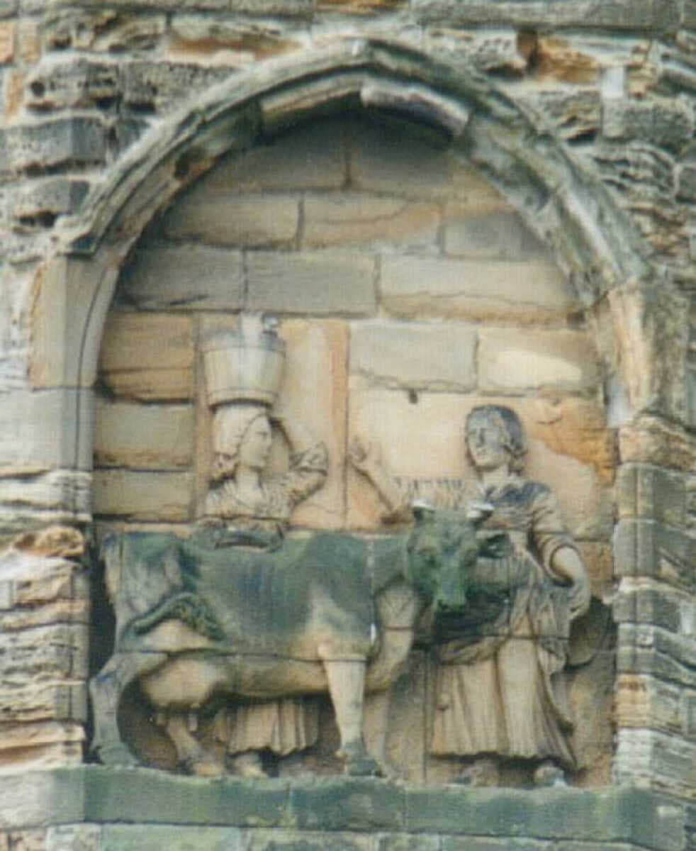 Legend of the founding of Durham (from a carving on the north side of the cathedral)