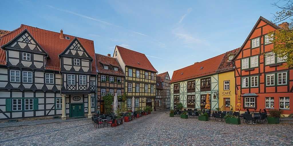 Restored houses in Quedlinburg Old Town, 2018