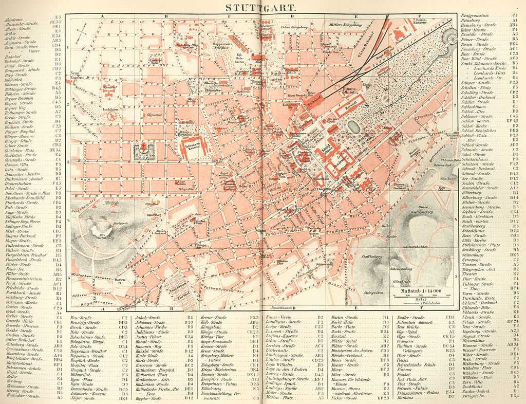 Map of Stuttgart, 1888
