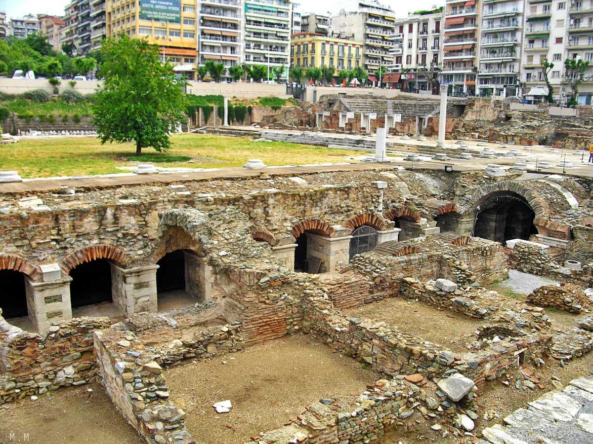 The ruins at the Roman Forum in Thessaloniki