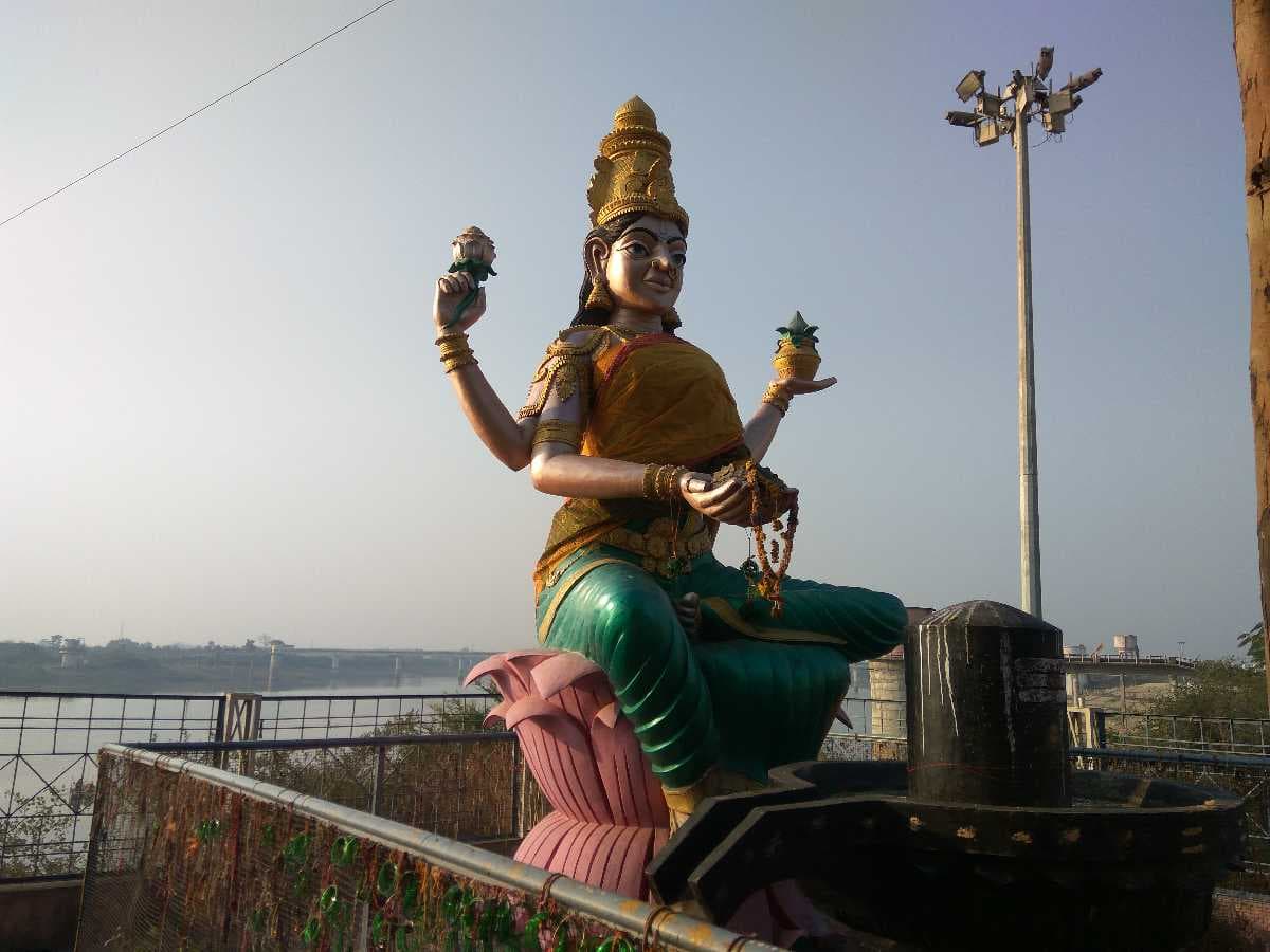 Statue of Goddess Saraswati Besides Godavari River
