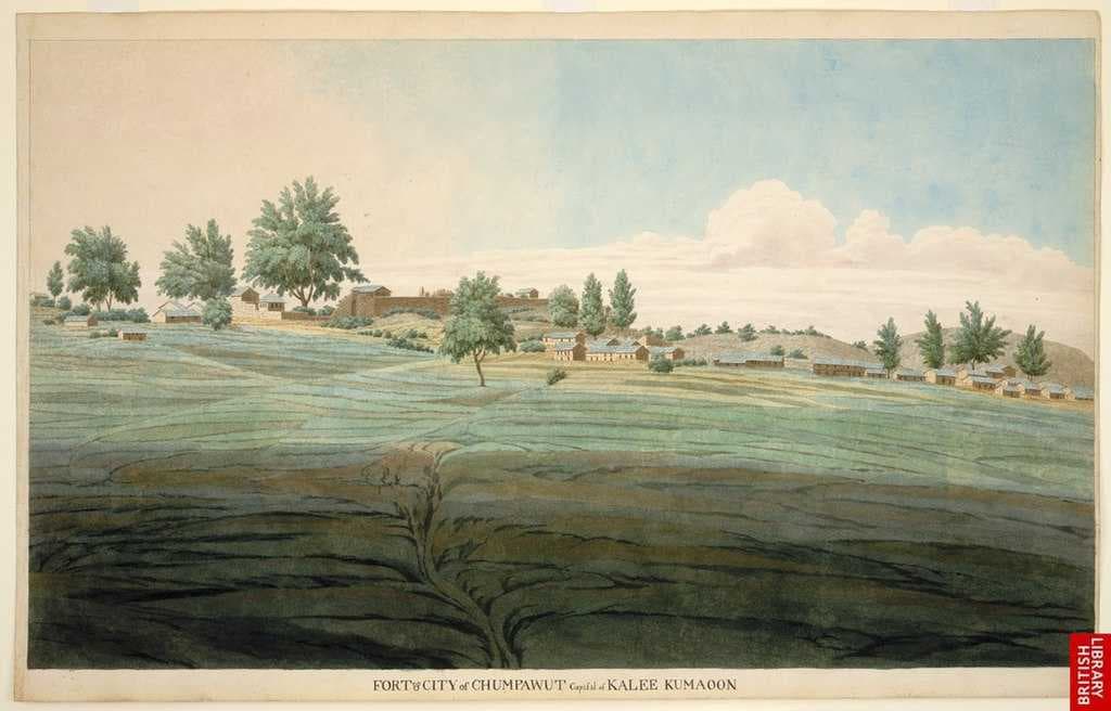 Fort and the capital city of Kali Kumaon, Champawat, 1815.