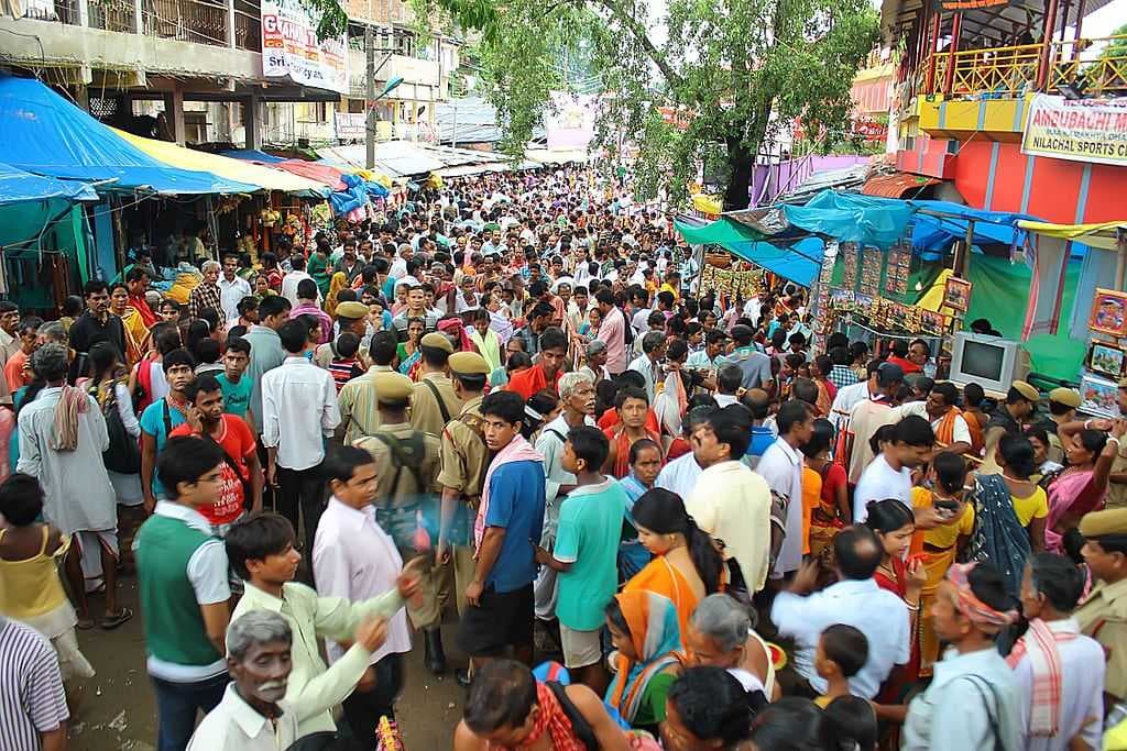 Gathering of people at Ambubashi Mela at India's Kamakhya Temple