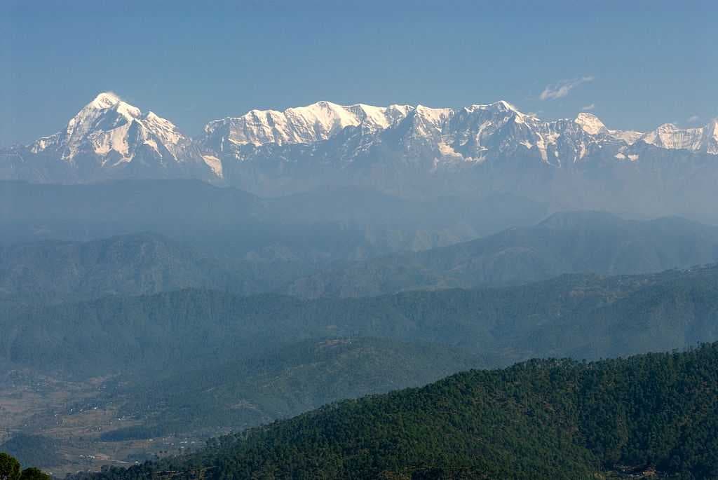 Trisul, Nanda Devi and Himalayan range from Kausani, Uttarakhand.