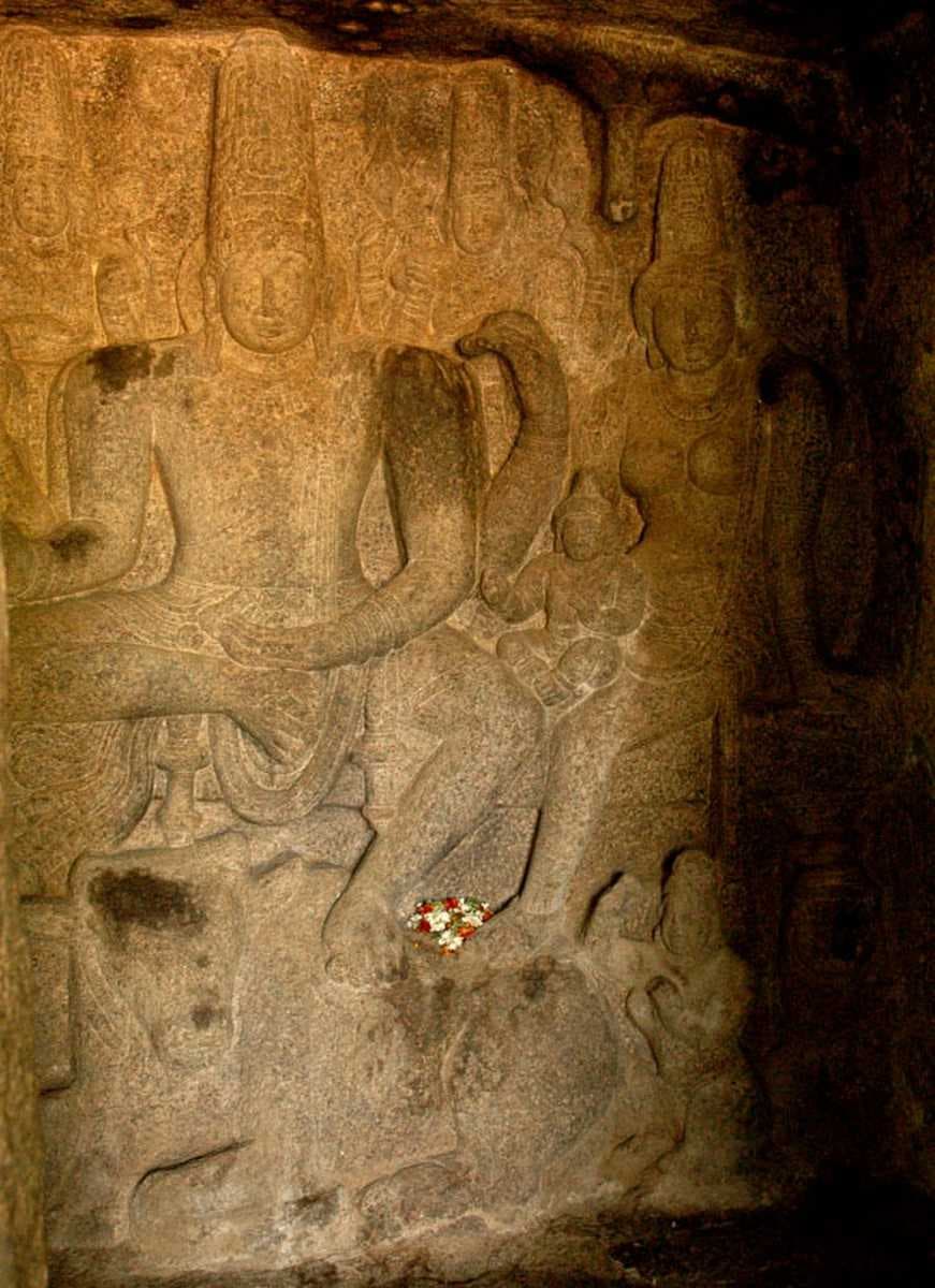 The famous Somaskhanda Panel of Shiva Parvati and their son Skanda