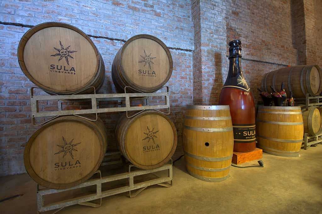 Sula's tasting cellar and bottle display at Nashik