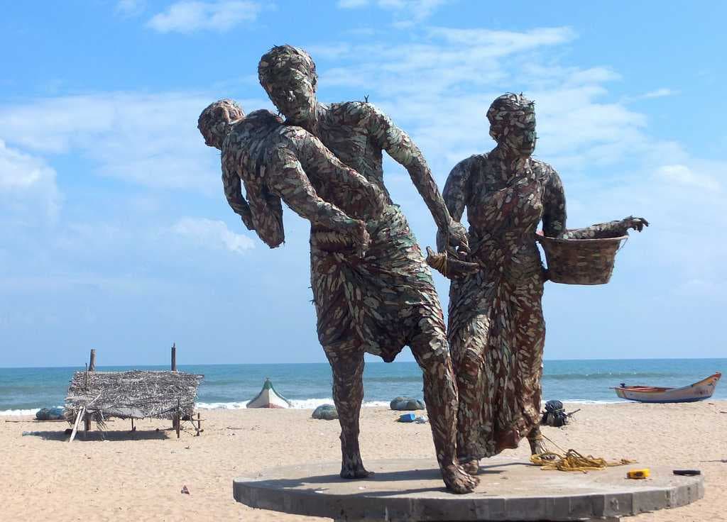 A memorial at the beach.