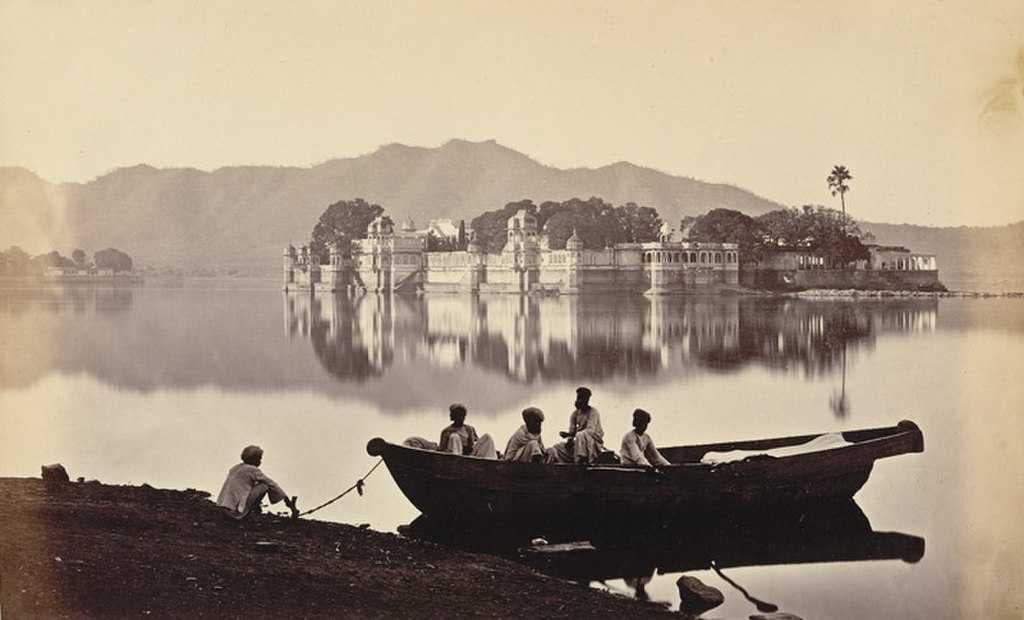 Jag Mandir Palace from above, on Lake Pichola, Udaipur. ca. 1873