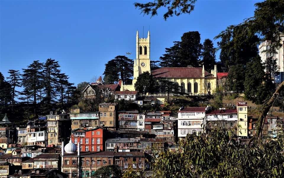 Christ Church, a Famous Colonial Church, Amidst the Landscape of Shimla
