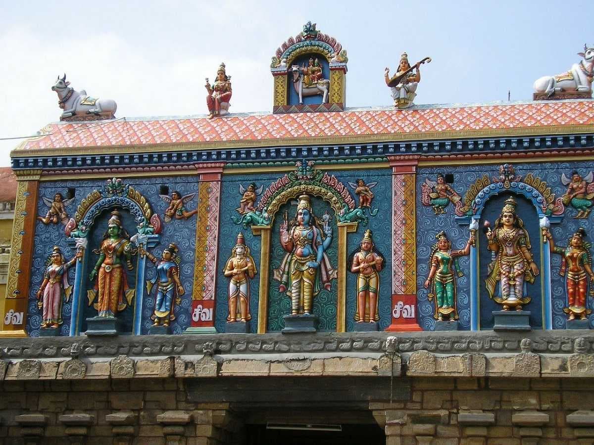 Temple Gopuram at Chandra Bagawan Temple, Thanjavur