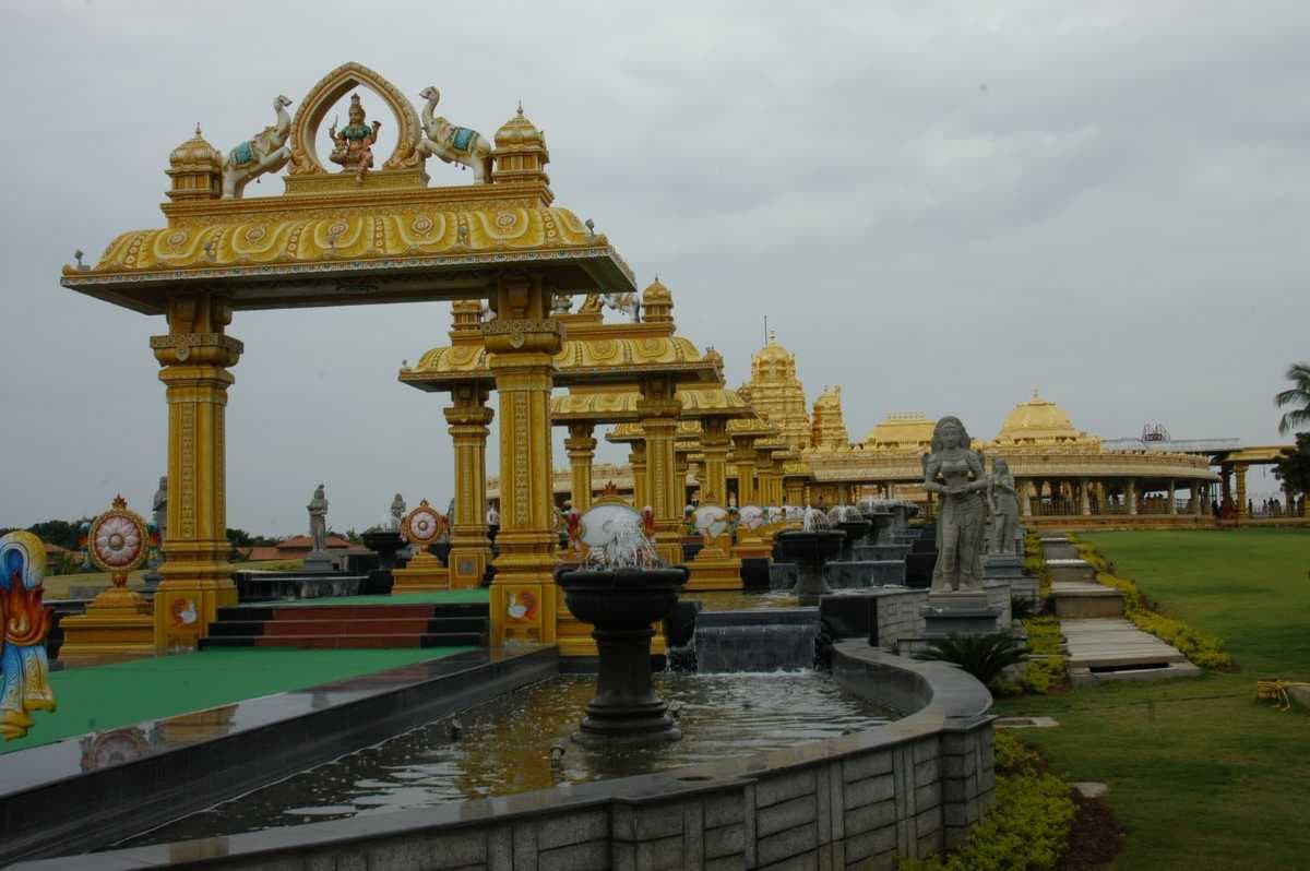 While entering the Temple