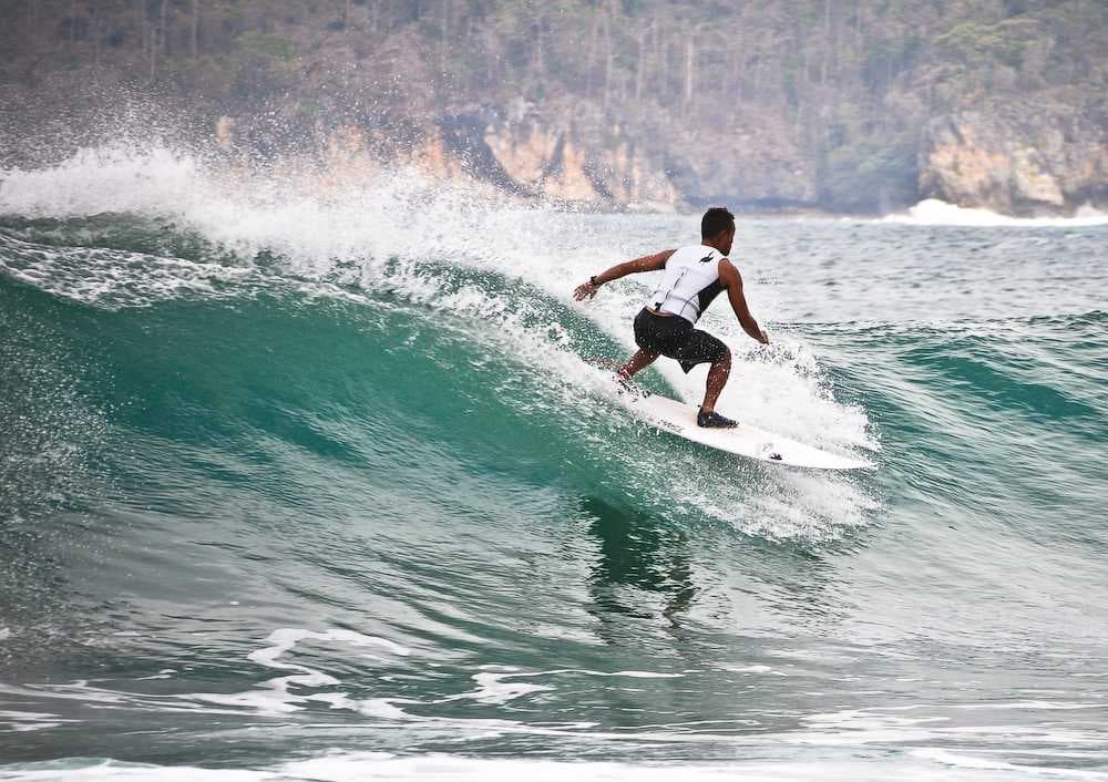 Surfing in Sawarna Beach