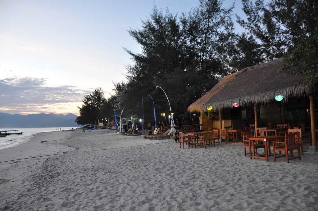 Beach shacks at Gili Trawangan